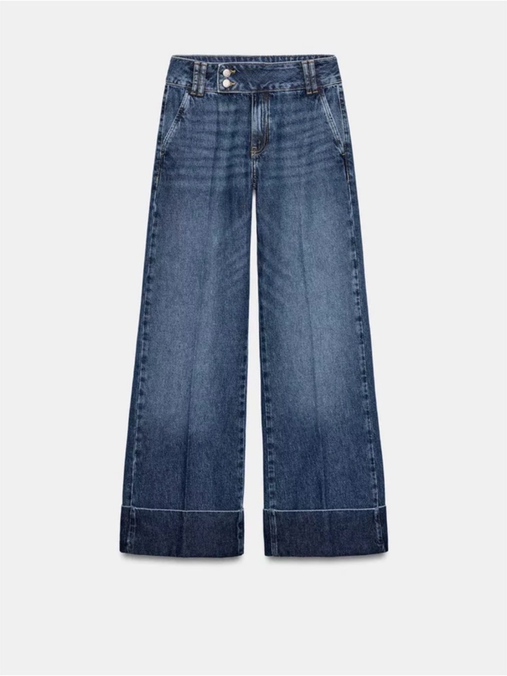 NWT Zara Wide Leg High-Rise Women’s Jeans in Dark Blue Size EUROPEAN 36/US 4